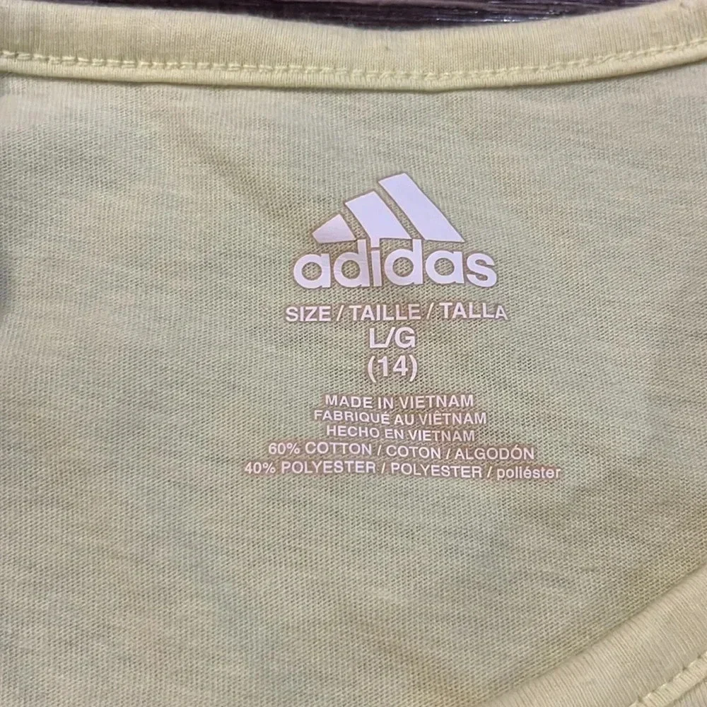 Adidas pale yellow short-sleeve top size large